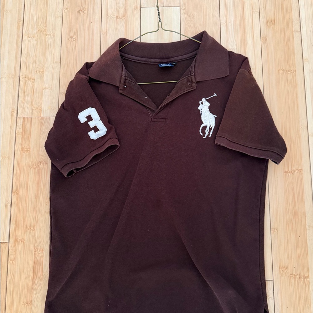Brown Polo Shirt with White Logo
